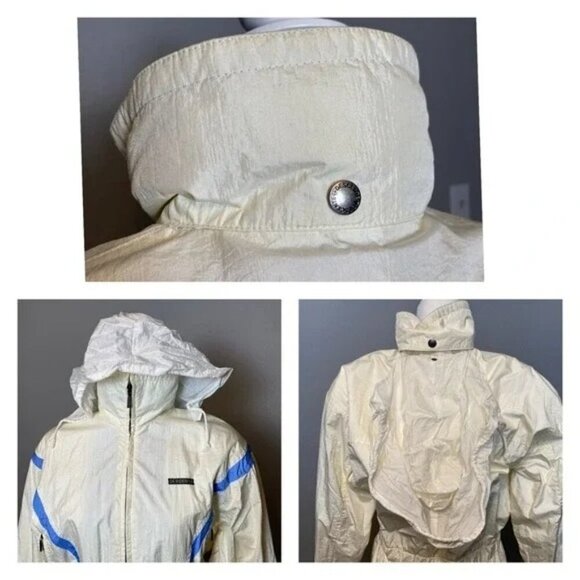 Vintage Descente Women's Ski Jacket Size XS Water-Resistant Cream & Blue Adjusta - Picture 6 of 13